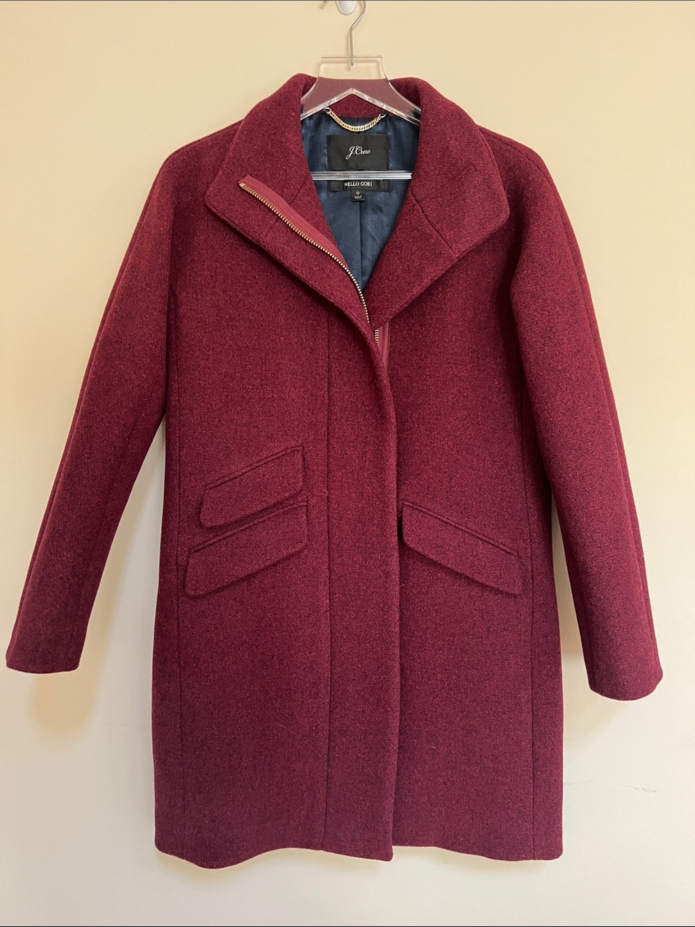 J. Crew Cocoon Coat in Italian stadium-cloth wool blend Heather Fire Red 0